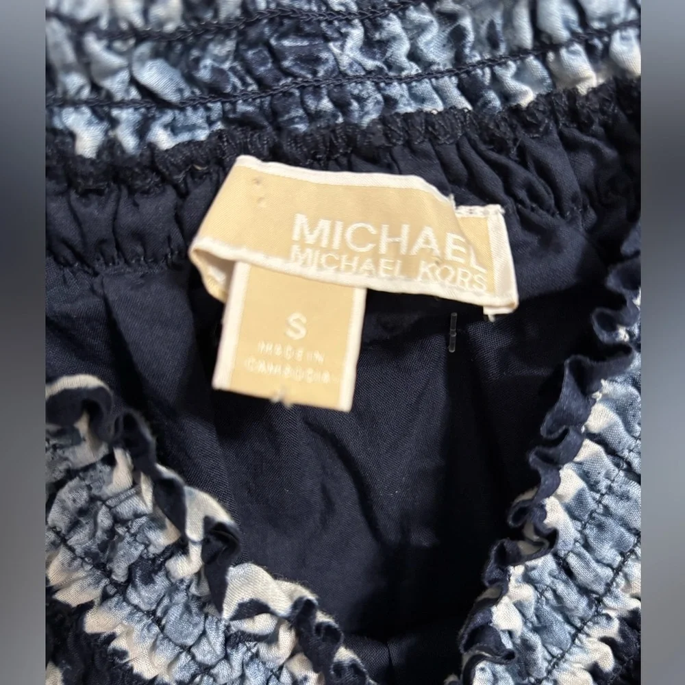 Michael Kors Shibori Stripes Maxi Blue‎ Dress Small